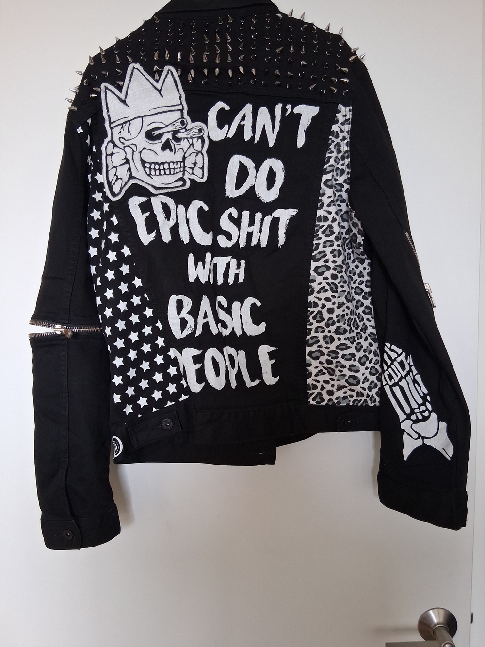 Cult of Individuality Black Studded Graphic Patchwork Jacket! Rare Find!